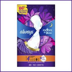 Always Radiant FlexFoam Overnight Pads – Size 4 100% Leak & Odor Free Protection 20 Pads