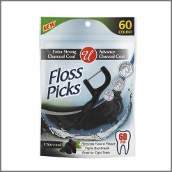 Charcoal-Infused Floss Picks – Extra Strong Scrubbing Floss with Advanced Charcoal Coating (60 Count)