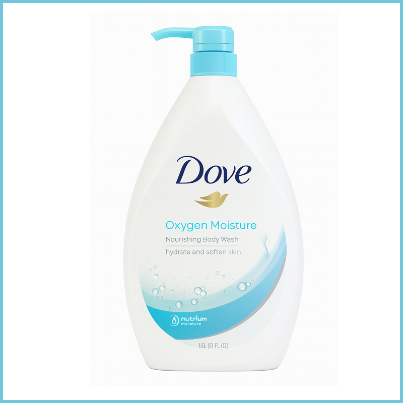 Dove Oxygen Moisture Nourishing Body Wash – Hydrating & Softening Formula for Smooth, Gentle-Clean Skin – 1L Pump Bottle