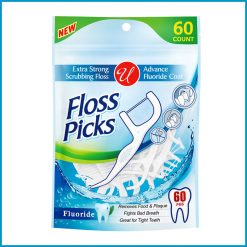 U Floss Picks 60 Count – Extra Strong Scrubbing Floss with Fluoride Coating