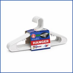 10-Piece White Plastic Clothes Hangers – Durable Everyday Closet Organizer
