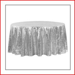 American Linen Home Collection Sequin Tablecloth Silver 70" Round Table