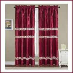 Everly Macramé Curtain One Panel Burgundy Rod Pocket Window Panel