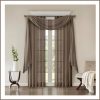 Paige 3 Piece Voile Window Panel and Scarf Set Taupe 2 Curtain Panels