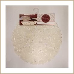 Round Doily 16 Inch 41 cm White Floral Lace Cutwork